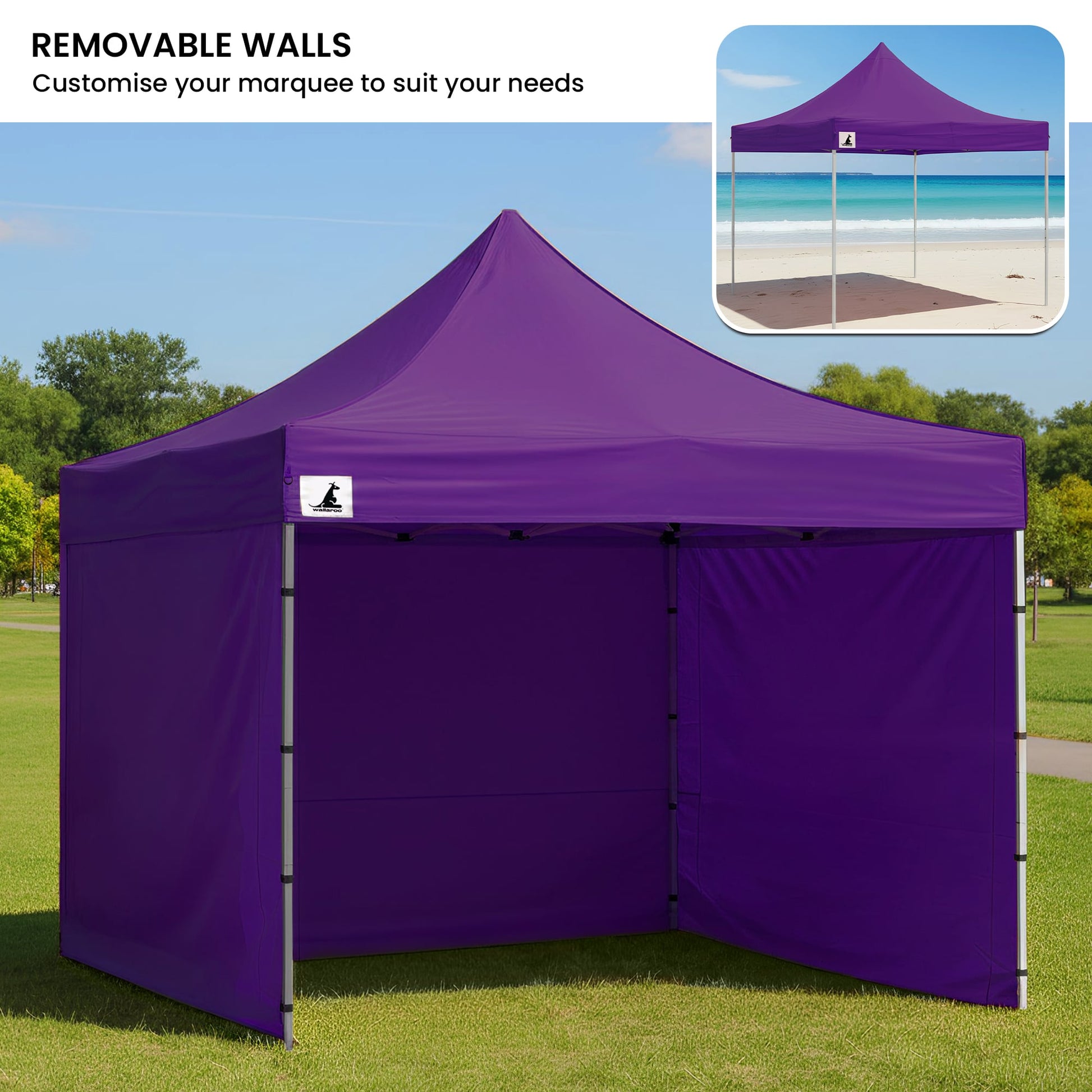 Wallaroo Gazebo Tent Marquee 3x3 PopUp Outdoor Purple V240-GAZ-POP-3X3-PU