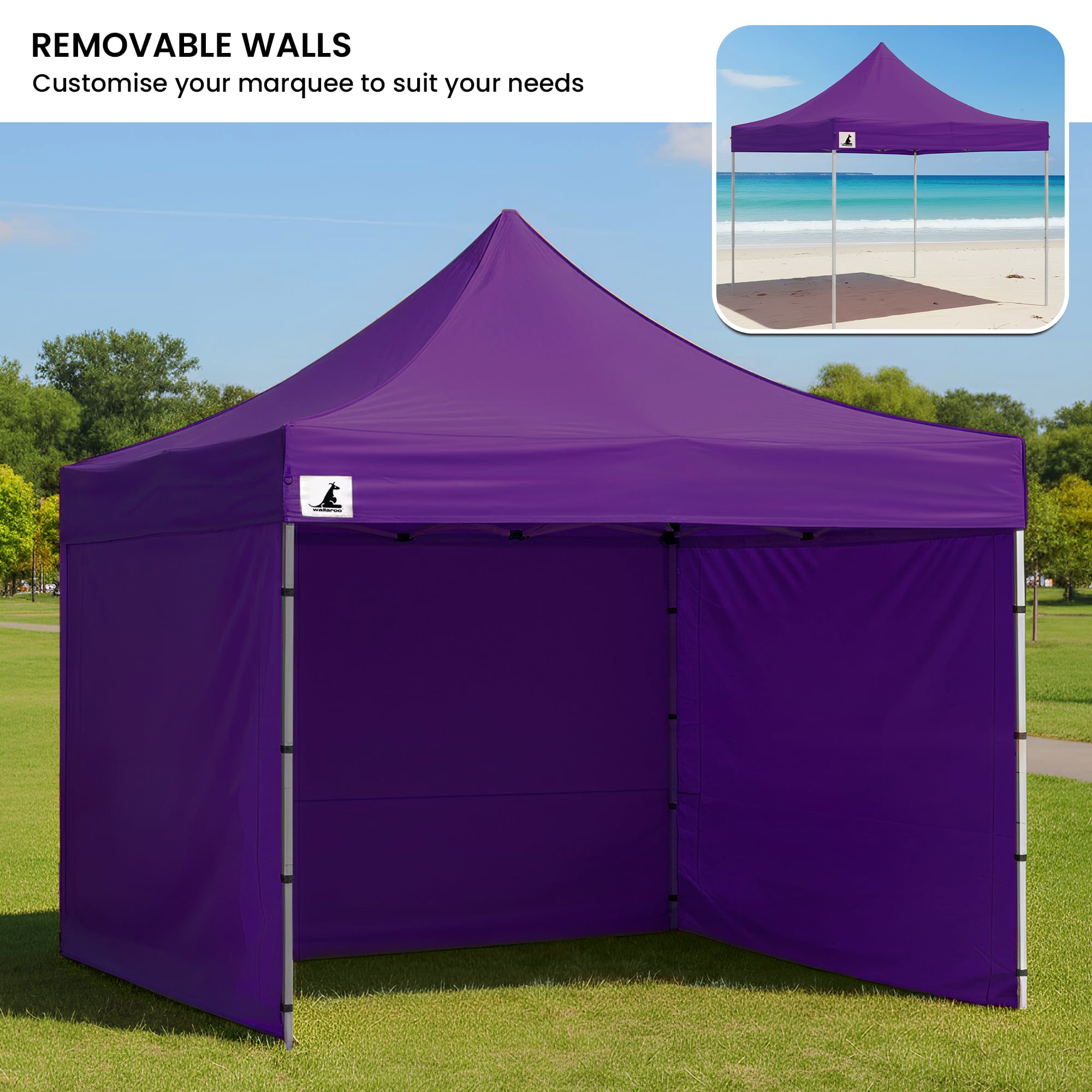 Wallaroo Gazebo Tent Marquee 3x3 PopUp Outdoor Purple V240-GAZ-POP-3X3-PU