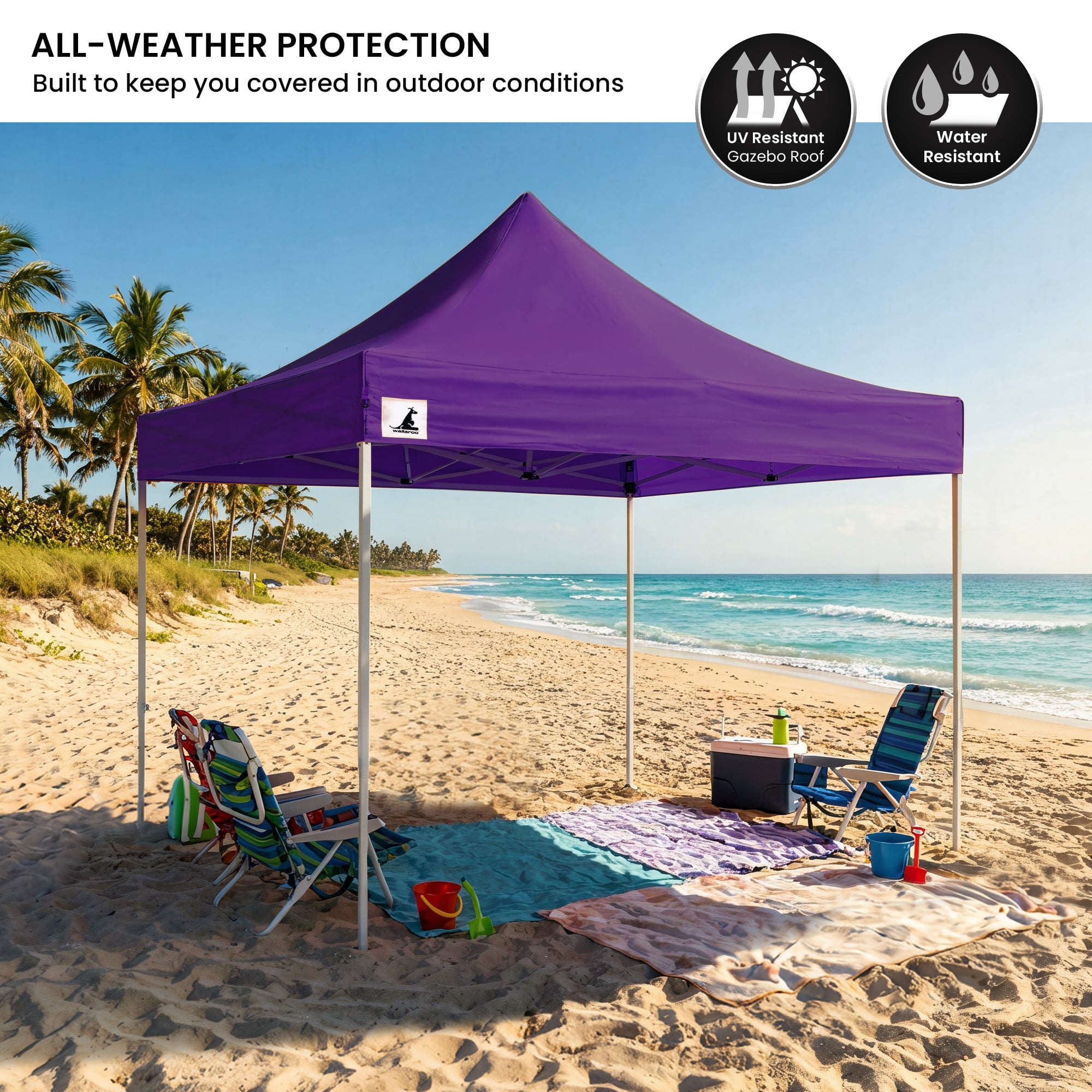 Wallaroo Gazebo Tent Marquee 3x3 PopUp Outdoor Purple V240-GAZ-POP-3X3-PU