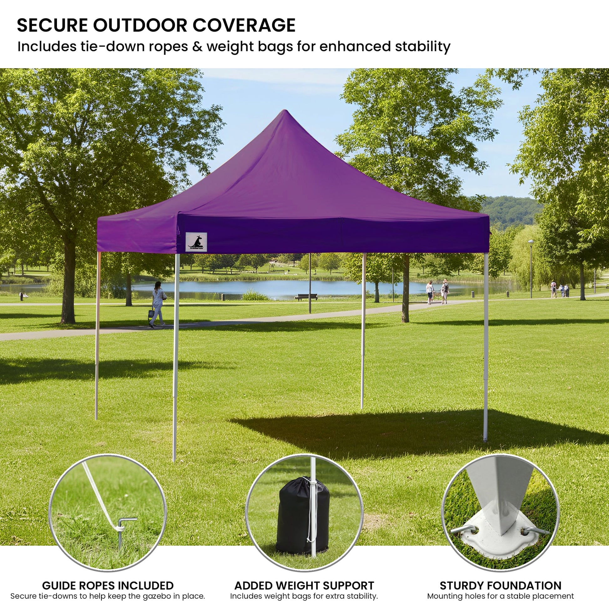 Wallaroo Gazebo Tent Marquee 3x3 PopUp Outdoor Purple V240-GAZ-POP-3X3-PU