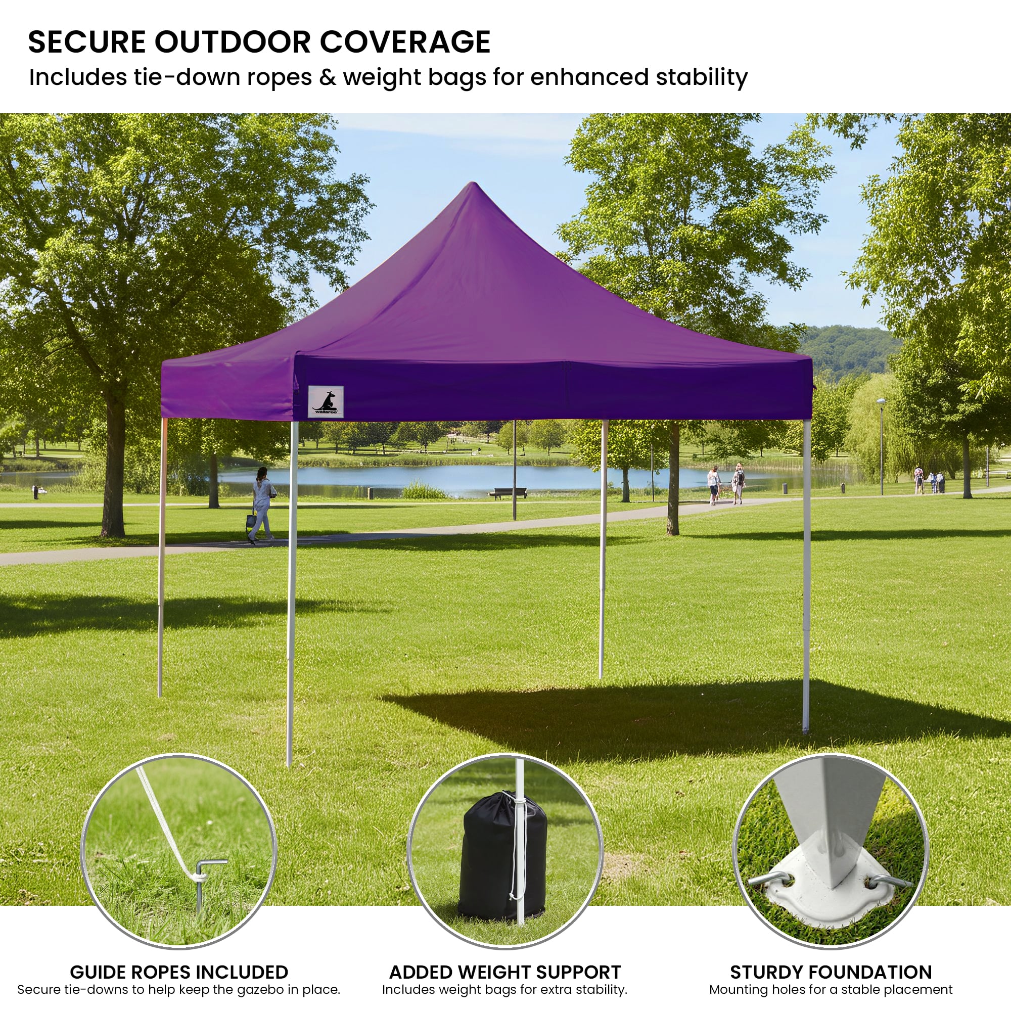 Wallaroo Gazebo Tent Marquee 3x3 PopUp Outdoor Purple V240-GAZ-POP-3X3-PU