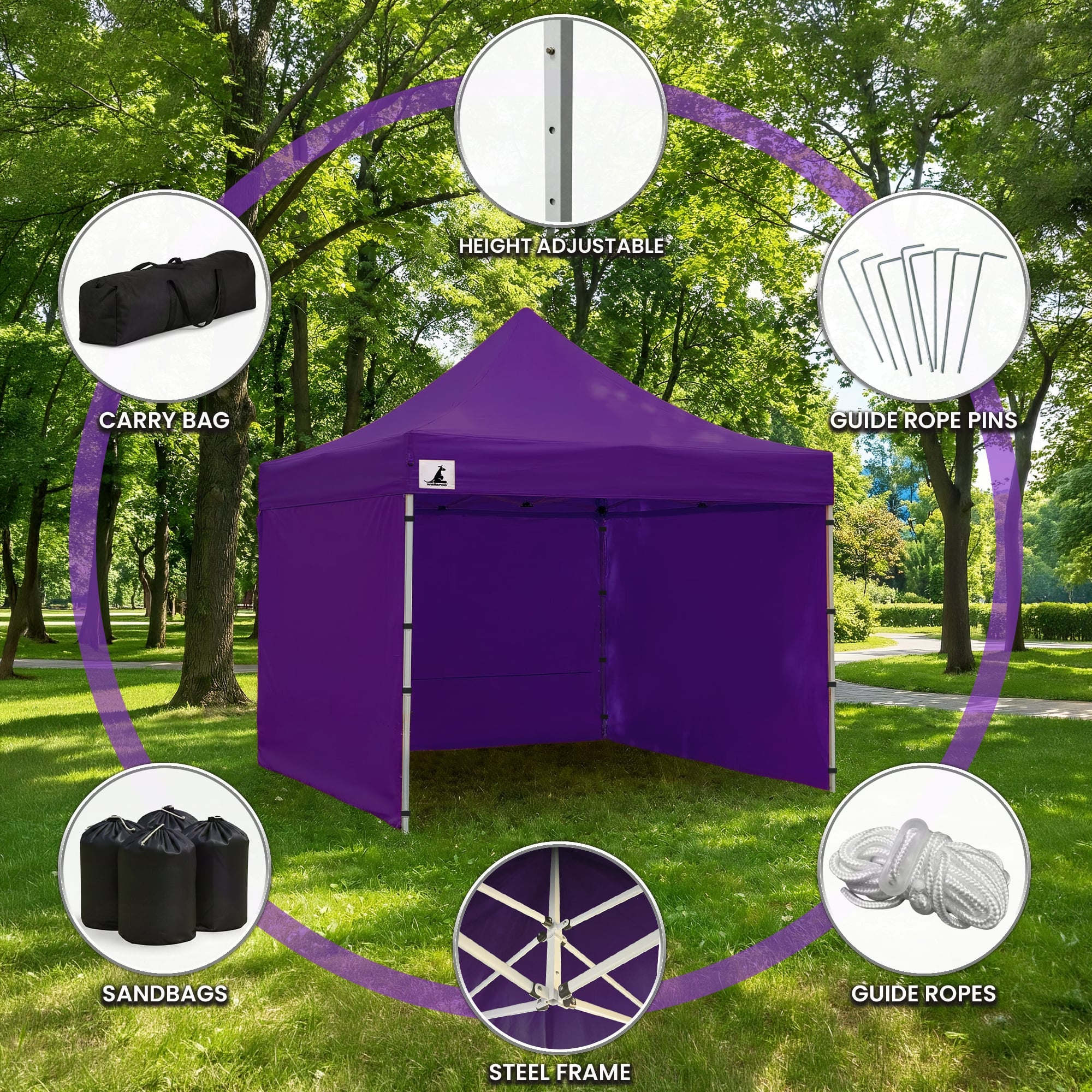 Wallaroo Gazebo Tent Marquee 3x3 PopUp Outdoor Purple V240-GAZ-POP-3X3-PU