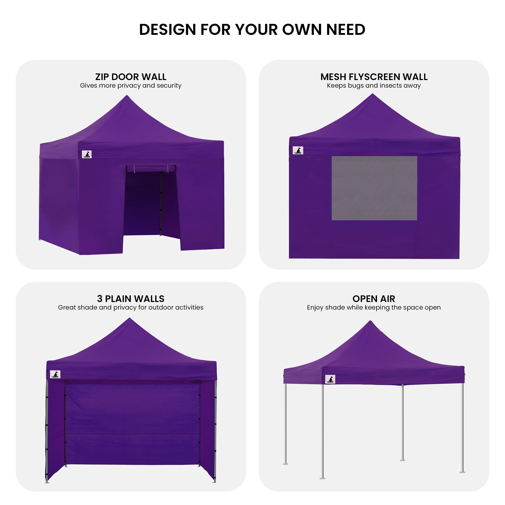 Wallaroo Gazebo Tent Marquee 3x3 PopUp Outdoor Purple V240-GAZ-POP-3X3-PU