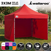 Wallaroo Gazebo Tent Marquee 3x3 PopUp Outdoor Red V240-GAZ-POP-3X3-RD