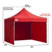 Wallaroo Gazebo Tent Marquee 3x3 PopUp Outdoor Red V240-GAZ-POP-3X3-RD