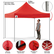 Wallaroo Gazebo Tent Marquee 3x3 PopUp Outdoor Red V240-GAZ-POP-3X3-RD