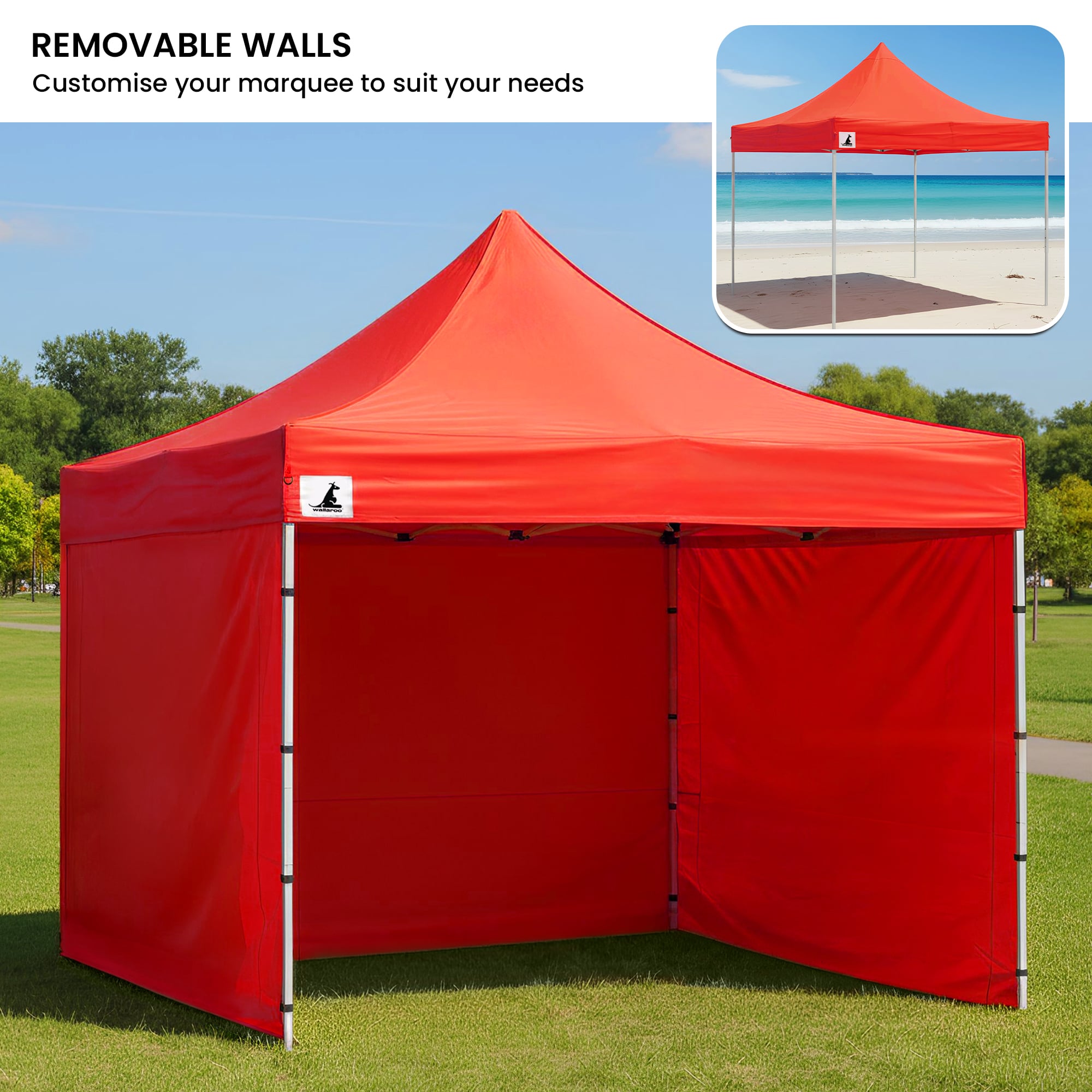 Wallaroo Gazebo Tent Marquee 3x3 PopUp Outdoor Red V240-GAZ-POP-3X3-RD