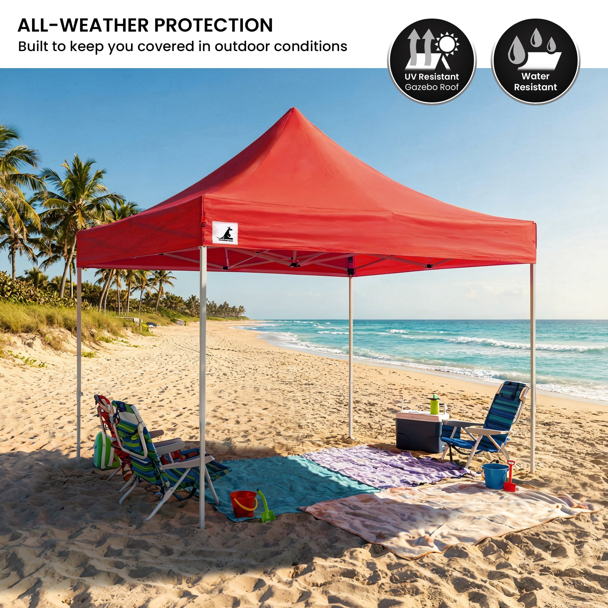 Wallaroo Gazebo Tent Marquee 3x3 PopUp Outdoor Red V240-GAZ-POP-3X3-RD
