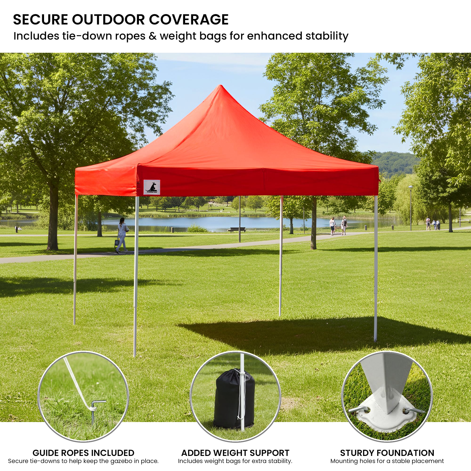 Wallaroo Gazebo Tent Marquee 3x3 PopUp Outdoor Red V240-GAZ-POP-3X3-RD