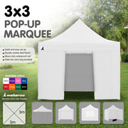 Wallaroo Gazebo Tent Marquee 3x3 PopUp Outdoor Wallaroo White V240-GAZ-POP-3X3-WH