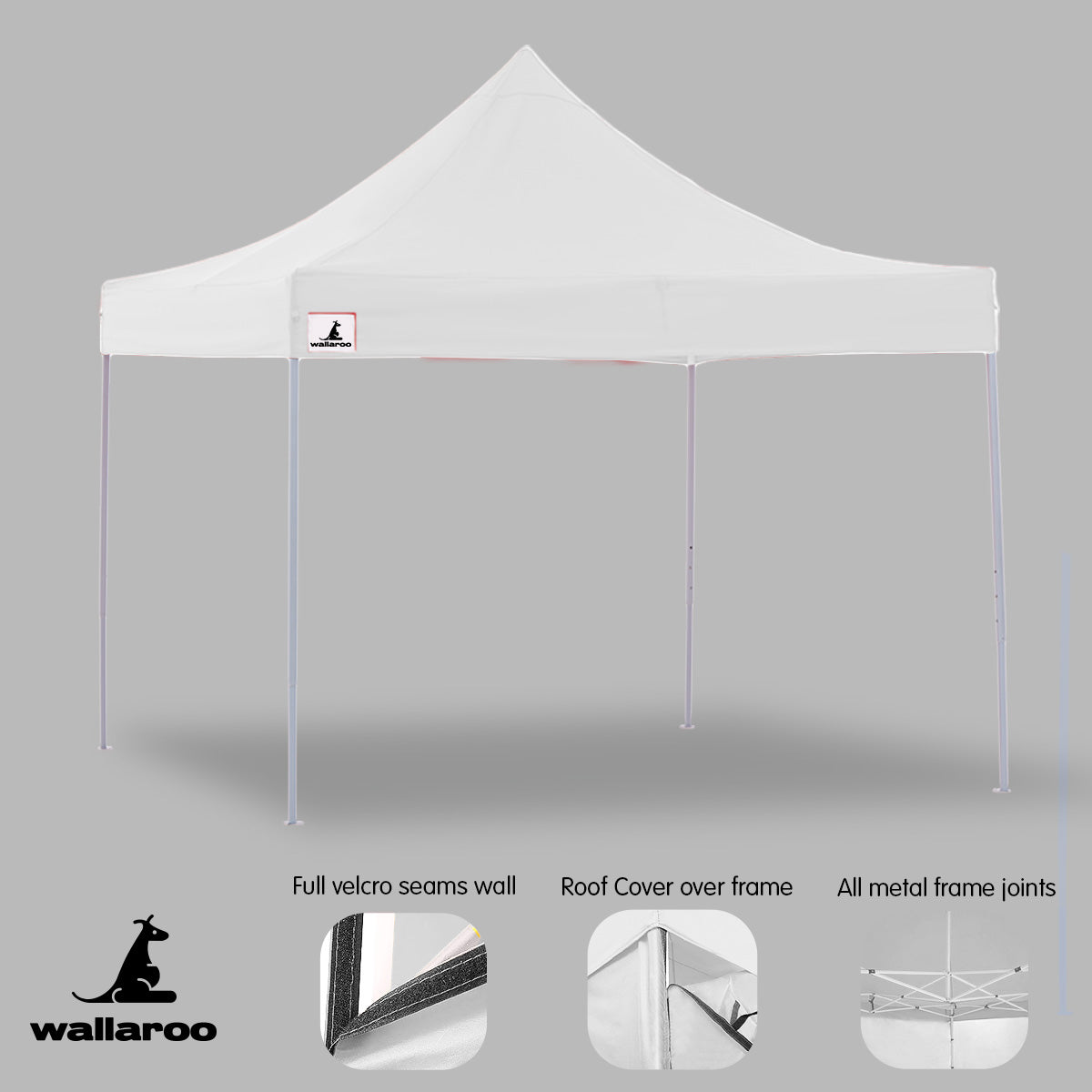 Wallaroo Gazebo Tent Marquee 3x3 PopUp Outdoor Wallaroo White V240-GAZ-POP-3X3-WH