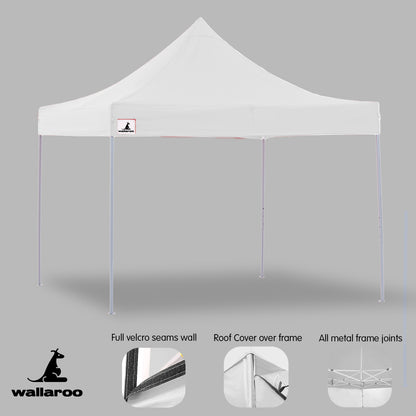 Wallaroo Gazebo Tent Marquee 3x3 PopUp Outdoor Wallaroo White V240-GAZ-POP-3X3-WH