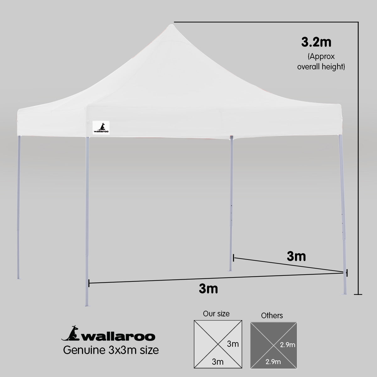 Wallaroo Gazebo Tent Marquee 3x3 PopUp Outdoor Wallaroo White V240-GAZ-POP-3X3-WH