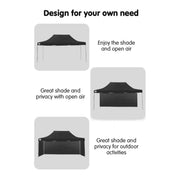 Wallaroo Gazebo Tent Marquee 3x4.5m PopUp Outdoor Black V240-GAZ-POP-3X45-BK
