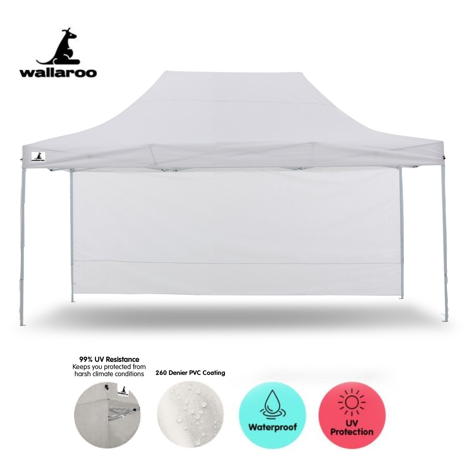 Wallaroo Gazebo Tent Marquee 3x4.5m PopUp Outdoor White V240-GAZ-POP-3X45-WH
