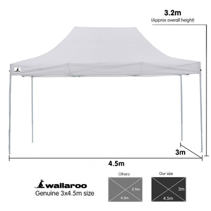 Wallaroo Gazebo Tent Marquee 3x4.5m PopUp Outdoor White V240-GAZ-POP-3X45-WH