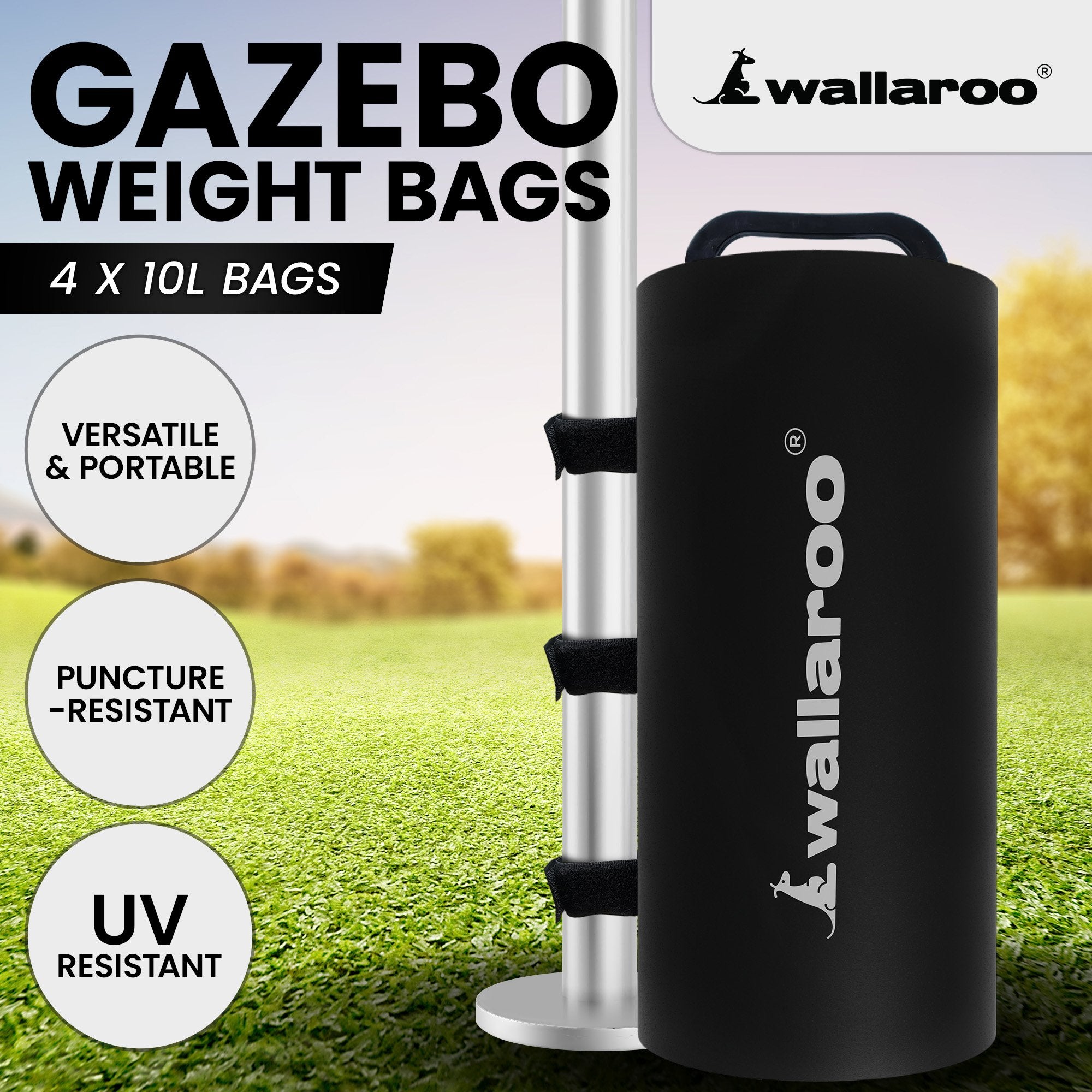 Wallaroo 10L Weight Bags 4 Pcs Gazebo Pods Canopy Eco-friendly Anchor In Black V240-GAZ-WB7-BLC-4