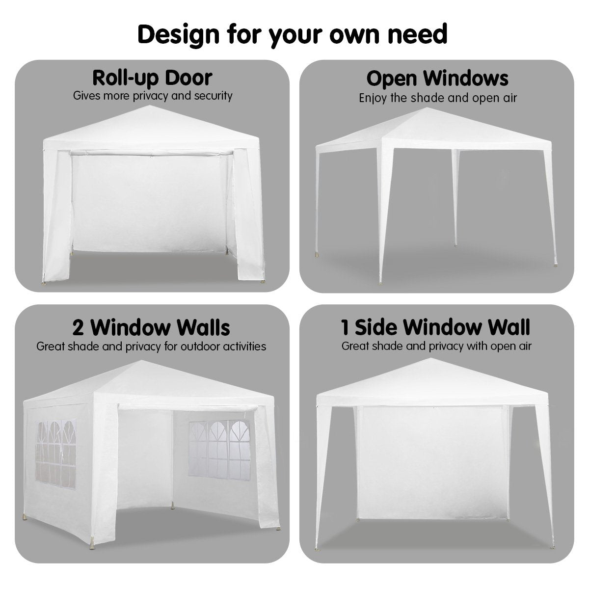 Wallaroo 3x3m Outdoor Party Wedding Event Gazebo Tent - White V240-GAZ-WED-3X3-WH