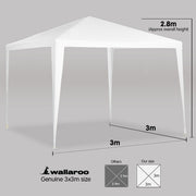 Wallaroo 3x3m Outdoor Party Wedding Event Gazebo Tent - White V240-GAZ-WED-3X3-WH