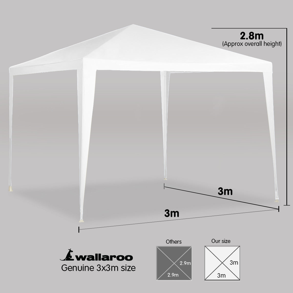 Wallaroo 3x3m Outdoor Party Wedding Event Gazebo Tent - White V240-GAZ-WED-3X3-WH