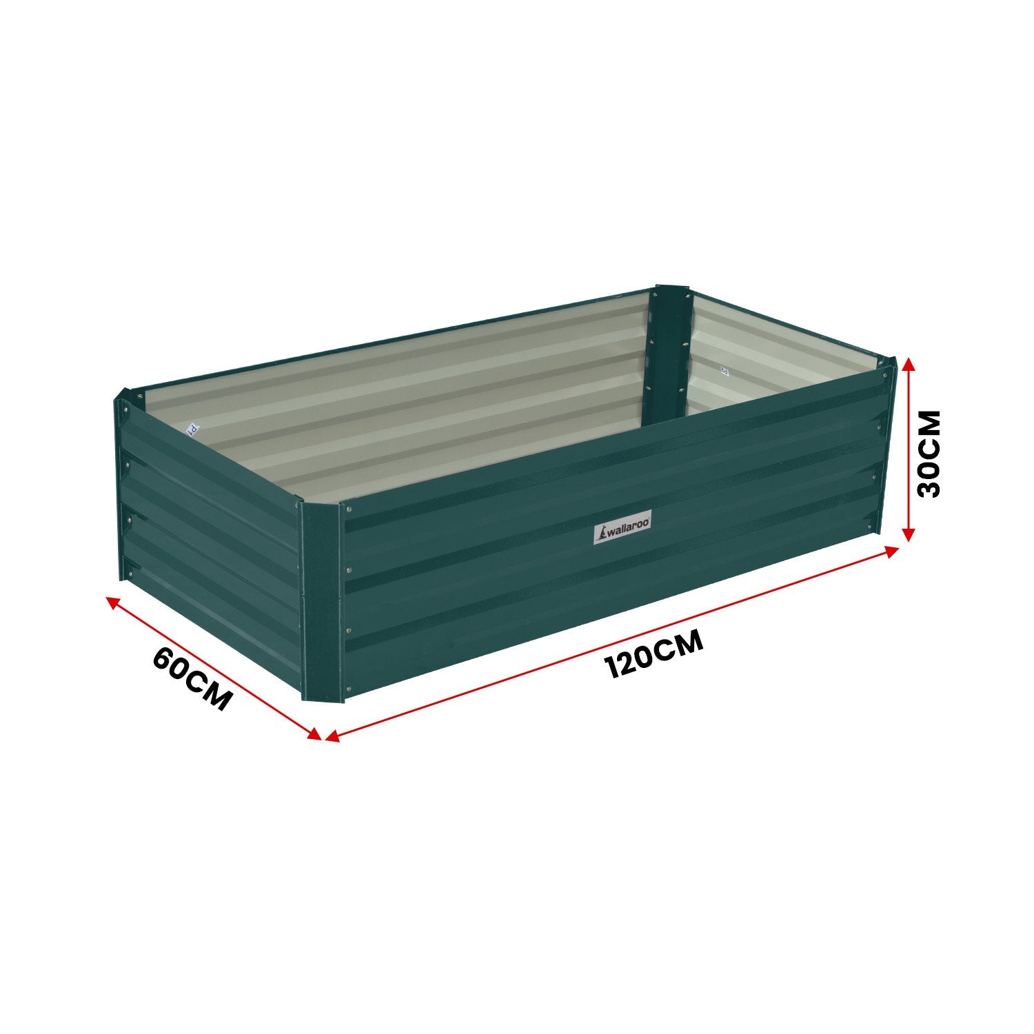 Wallaroo Garden Bed 120 x 60 x 30cm Galvanized Steel - Green V240-GBD-BSW-1206-GN