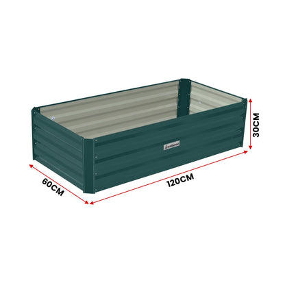Wallaroo Garden Bed 120 x 60 x 30cm Galvanized Steel - Green V240-GBD-BSW-1206-GN