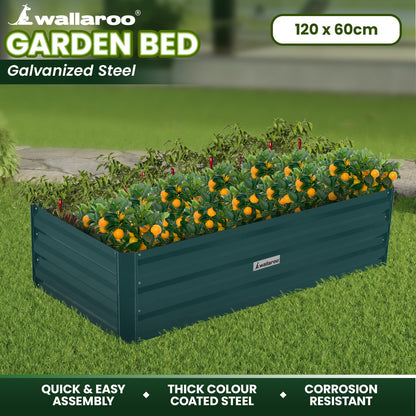 Wallaroo Garden Bed 120 x 60 x 30cm Galvanized Steel - Green V240-GBD-BSW-1206-GN