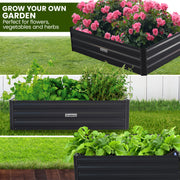 Wallaroo Garden Bed 210 x 90 x 30cm Galvanized Steel - Black V240-GBD-BSW-2109-BK