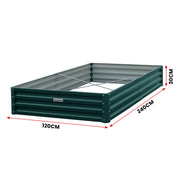 Wallaroo Garden Bed 240 x 120 x 30cm Galvanized Steel - Green V240-GBD-BSW-2412-GN