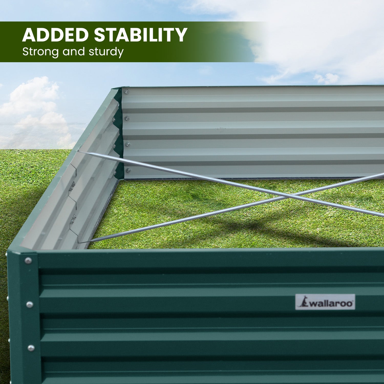 Wallaroo Garden Bed 240 x 120 x 30cm Galvanized Steel - Green V240-GBD-BSW-2412-GN