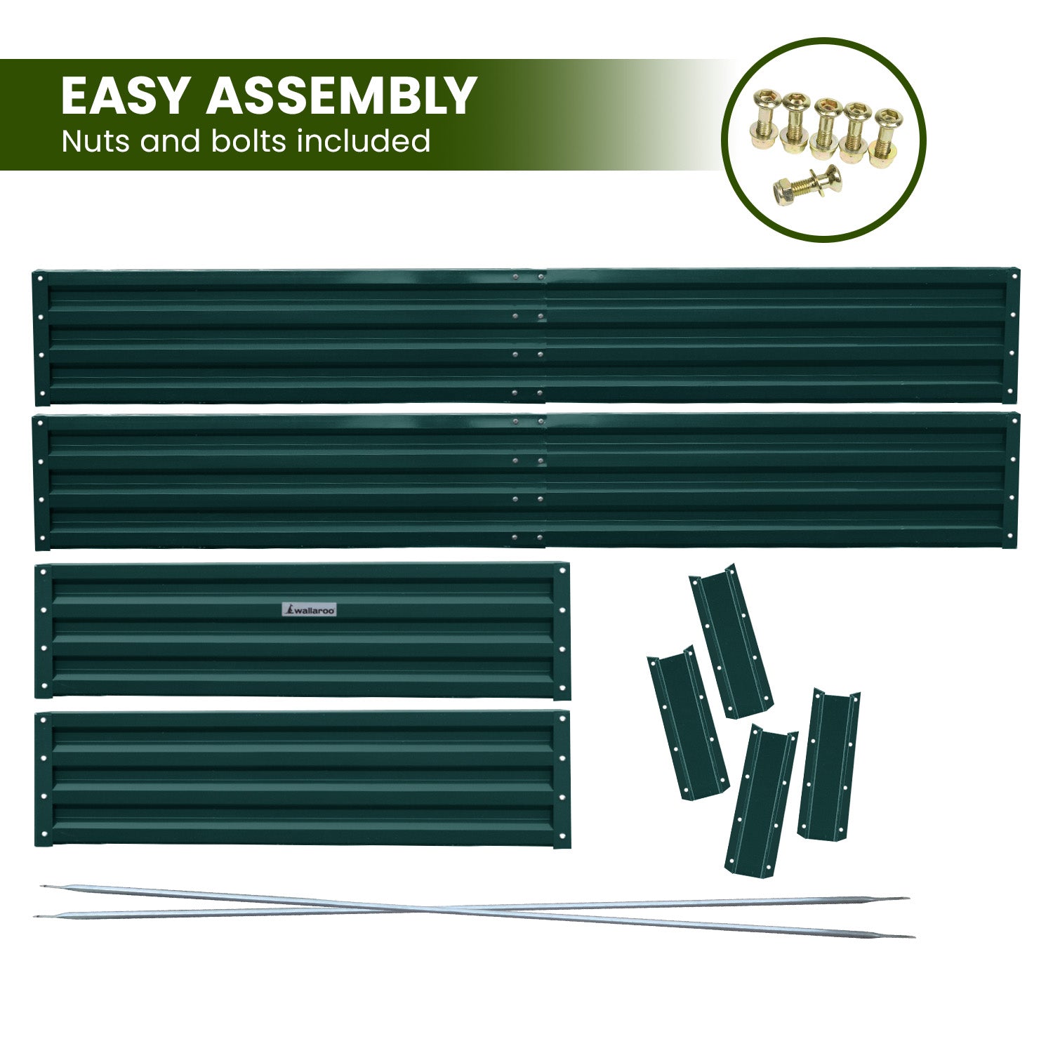 Wallaroo Garden Bed 240 x 120 x 30cm Galvanized Steel - Green V240-GBD-BSW-2412-GN