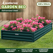 Wallaroo Garden Bed 240 x 120 x 30cm Galvanized Steel - Green V240-GBD-BSW-2412-GN