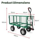 Wallaroo Steel Mesh Garden Trolley Cart - Green V240-GMC-H38-GN