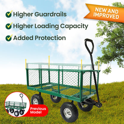 Wallaroo Steel Mesh Garden Trolley Cart - Green V240-GMC-H38-GN