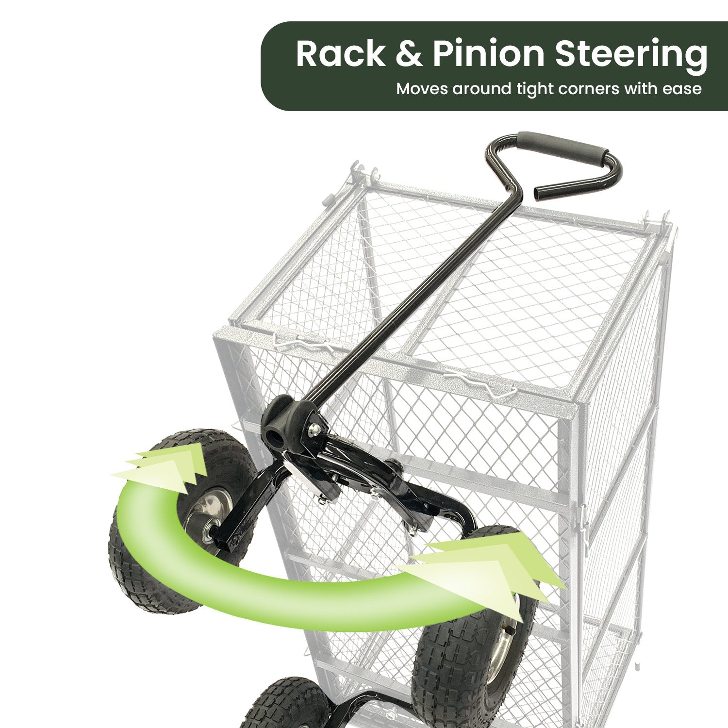 Wallaroo Steel Mesh Garden Trolley Cart - Green V240-GMC-H38-GN