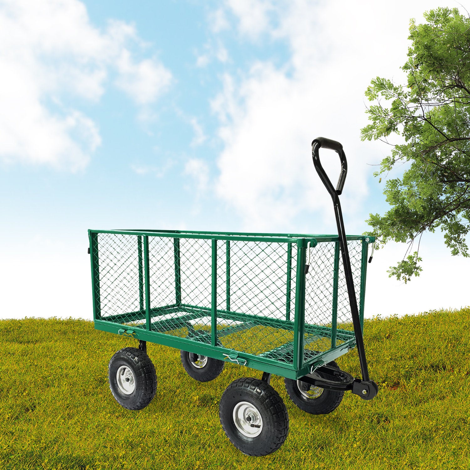 Wallaroo Steel Mesh Garden Trolley Cart - Green V240-GMC-H38-GN