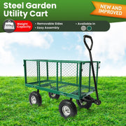 Wallaroo Steel Mesh Garden Trolley Cart - Green V240-GMC-H38-GN