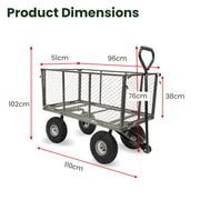 Wallaroo Steel Mesh Garden Trolley Cart - Hammer Grey V240-GMC-H38-HM