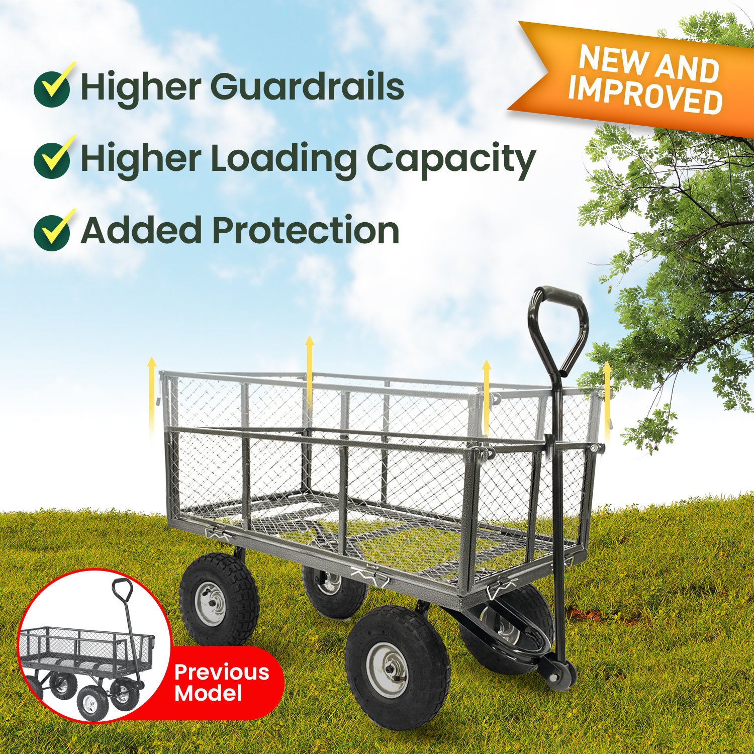 Wallaroo Steel Mesh Garden Trolley Cart - Hammer Grey V240-GMC-H38-HM