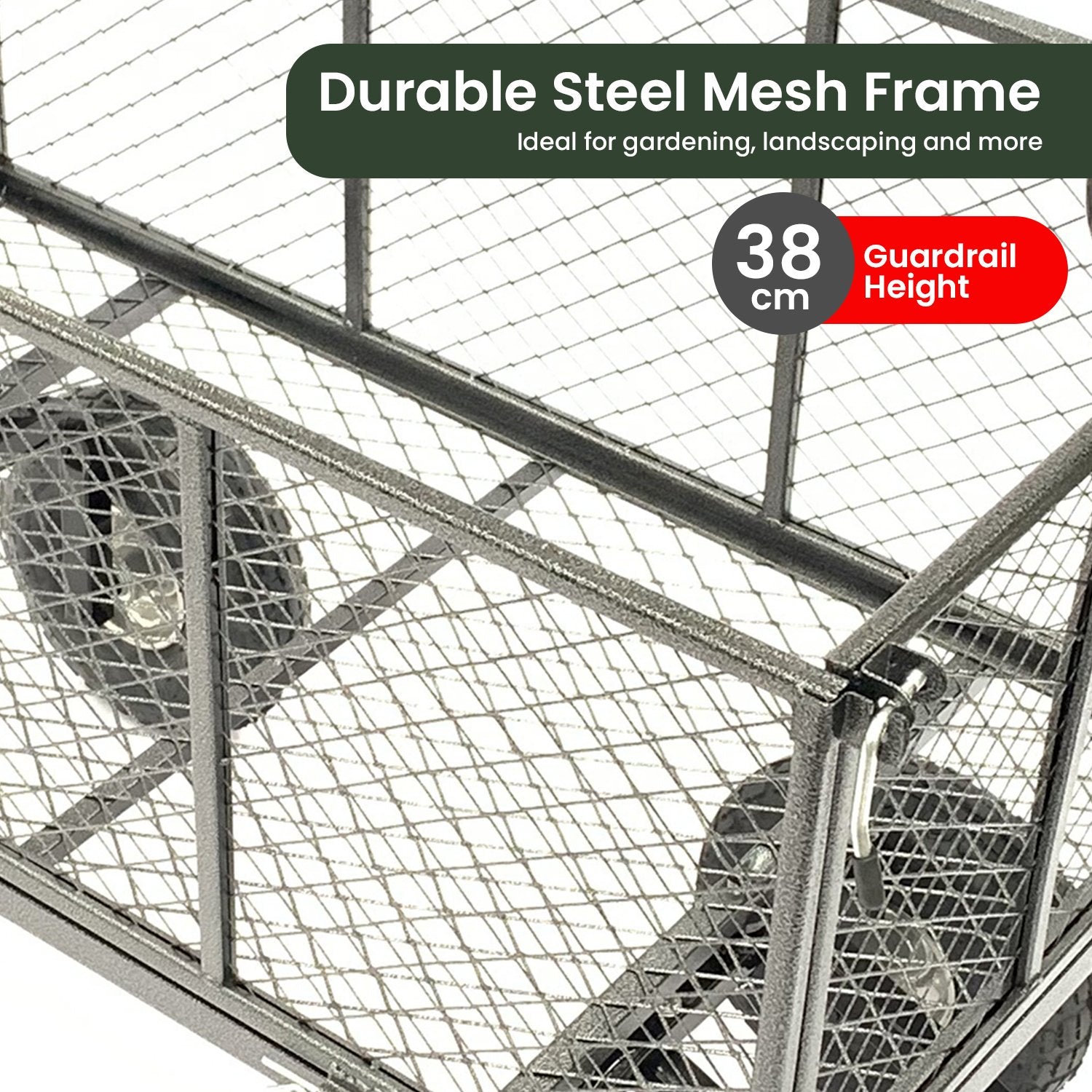 Wallaroo Steel Mesh Garden Trolley Cart - Hammer Grey V240-GMC-H38-HM