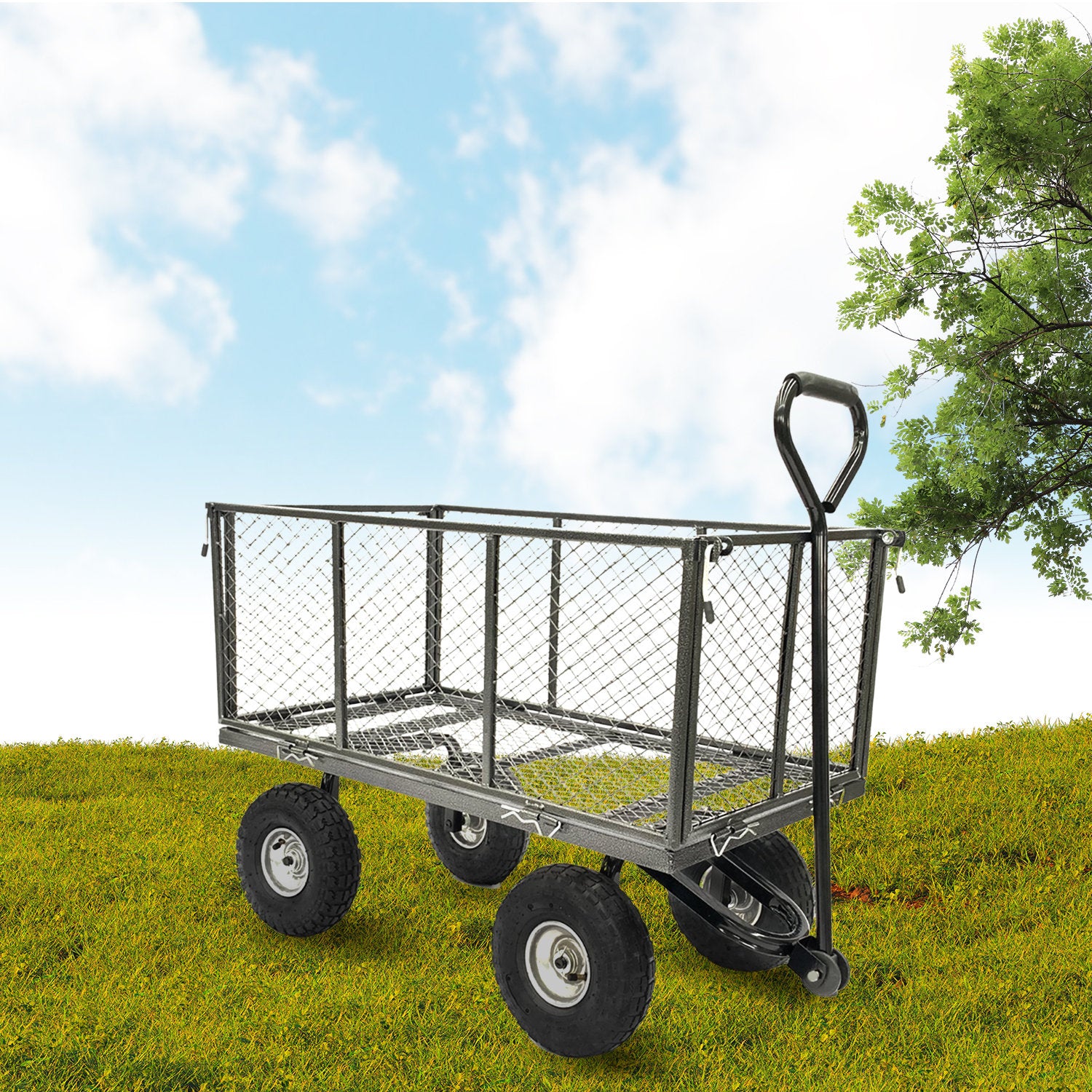 Wallaroo Steel Mesh Garden Trolley Cart - Hammer Grey V240-GMC-H38-HM