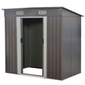 Wallaroo 4ft x 8ft Garden Shed with Base Flat Roof Outdoor Storage - Grey V240-GSF-BSW-48B-GY