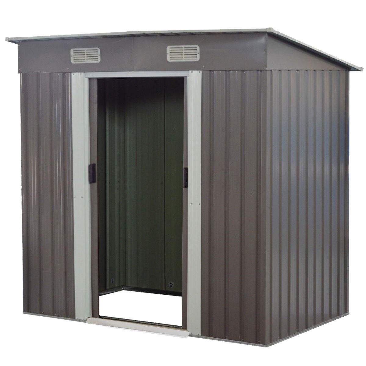 Wallaroo 4ft x 8ft Garden Shed with Base Flat Roof Outdoor Storage - Grey V240-GSF-BSW-48B-GY