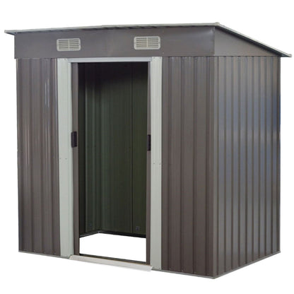 Wallaroo 4ft x 8ft Garden Shed with Base Flat Roof Outdoor Storage - Grey V240-GSF-BSW-48B-GY