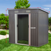 Wallaroo 4ft x 8ft Garden Shed with Base Flat Roof Outdoor Storage - Grey V240-GSF-BSW-48B-GY