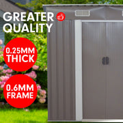 Wallaroo 4ft x 8ft Garden Shed with Base Flat Roof Outdoor Storage - Grey V240-GSF-BSW-48B-GY