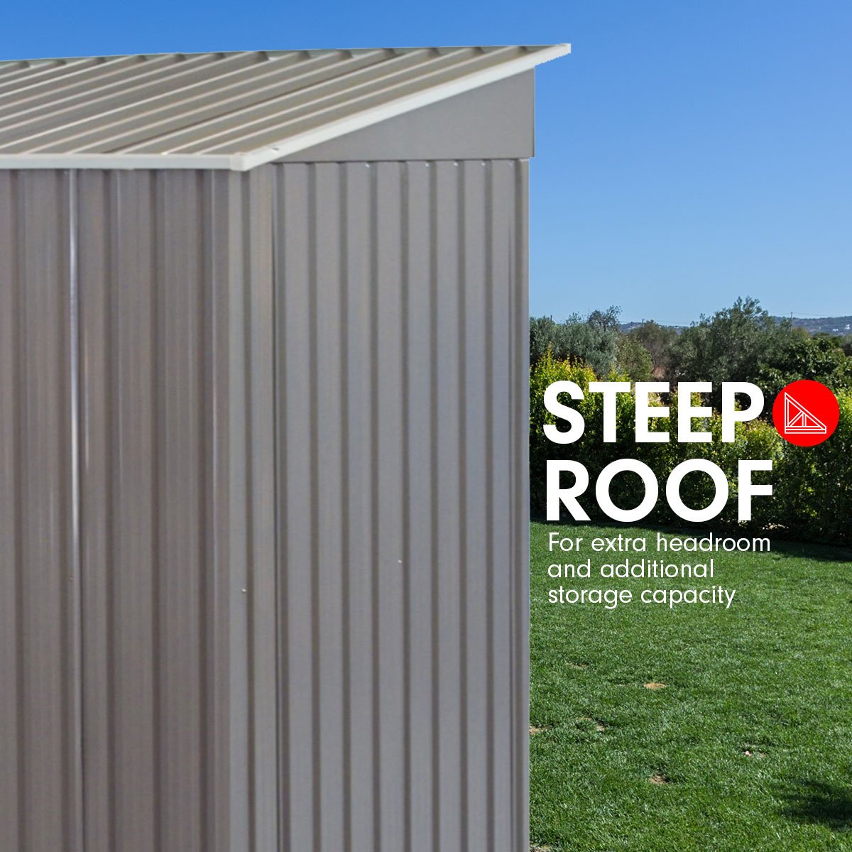 Wallaroo 4ft x 8ft Garden Shed with Base Flat Roof Outdoor Storage - Grey V240-GSF-BSW-48B-GY