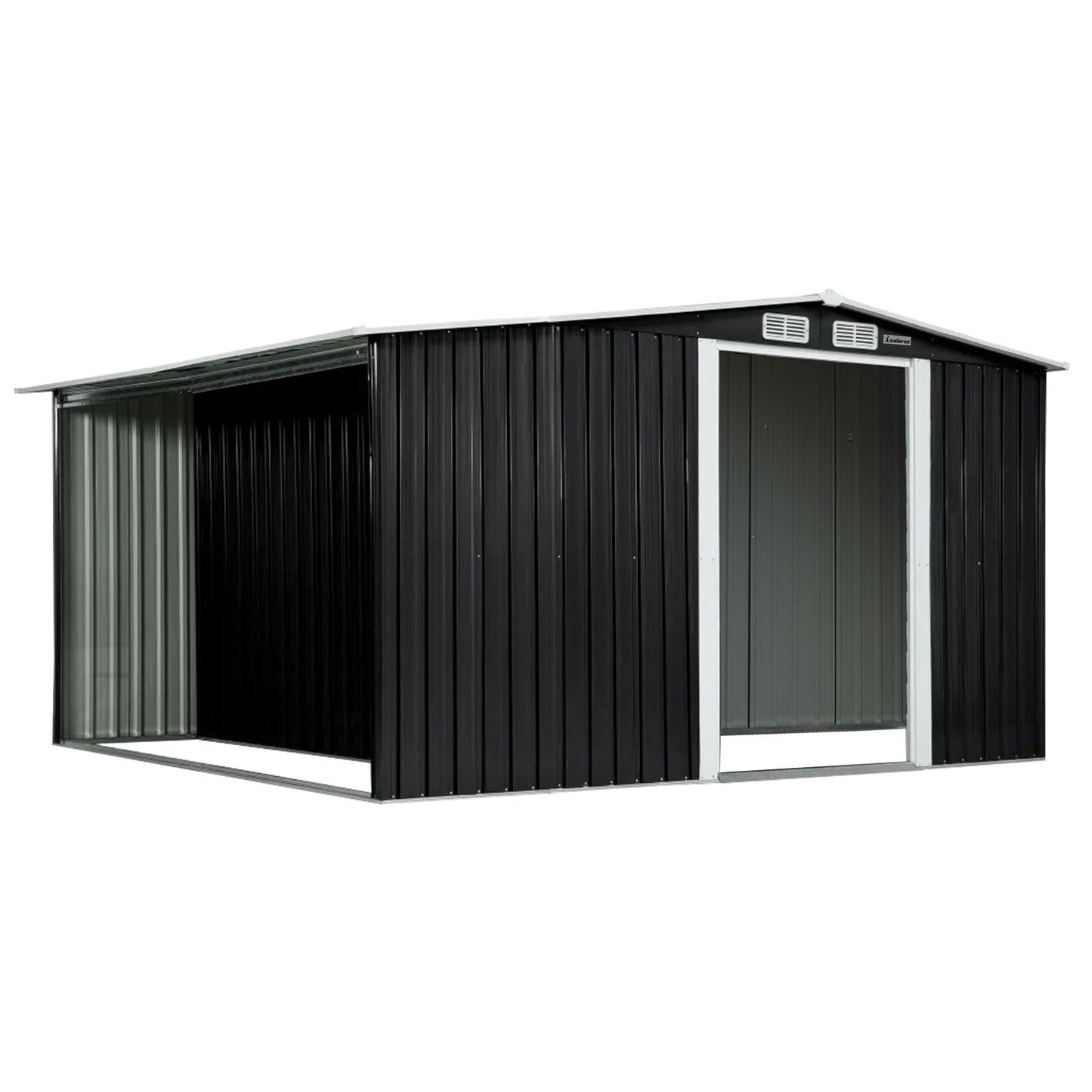 Wallaroo Garden Shed with Semi-Closed Storage 10*8FT - Black V240-GSS-BSW-108S-BK