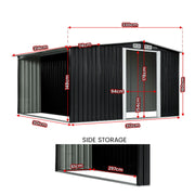 Wallaroo Garden Shed with Semi-Closed Storage 10*8FT - Black V240-GSS-BSW-108S-BK
