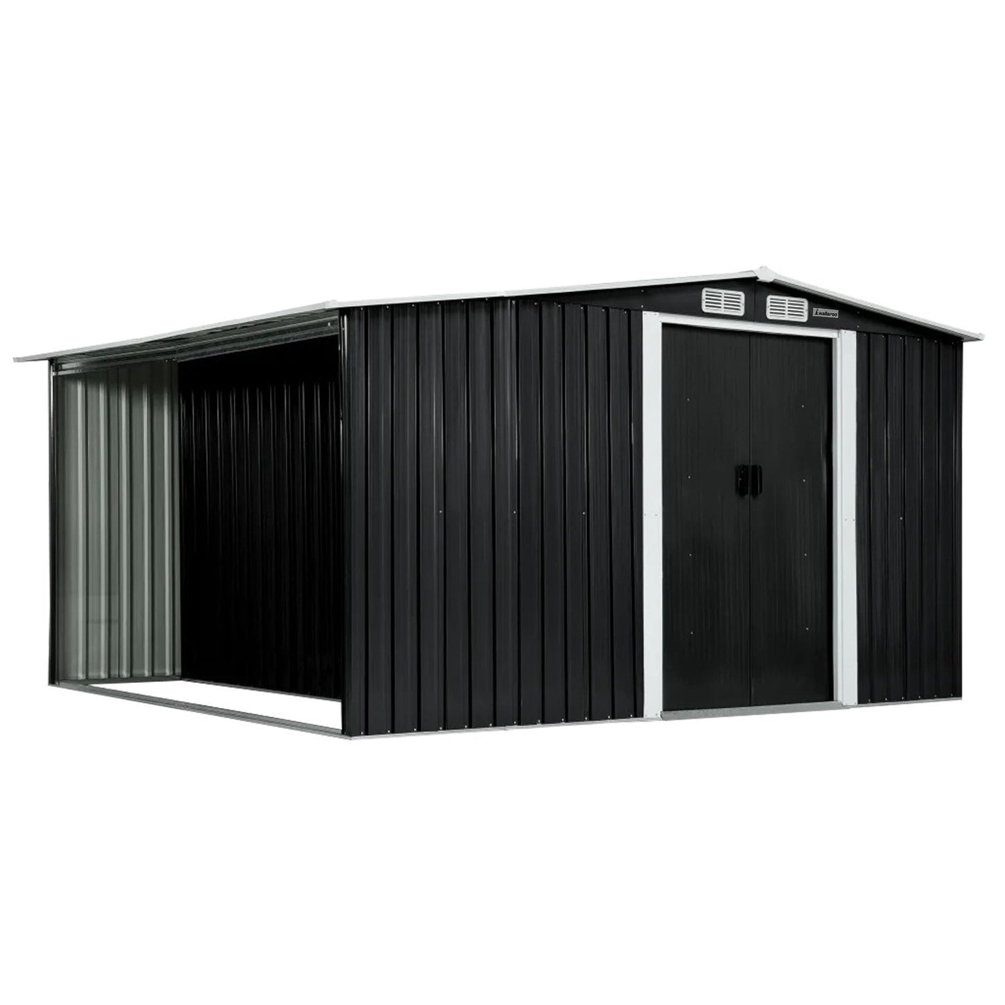 Wallaroo Garden Shed with Semi-Closed Storage 10*8FT - Black V240-GSS-BSW-108S-BK